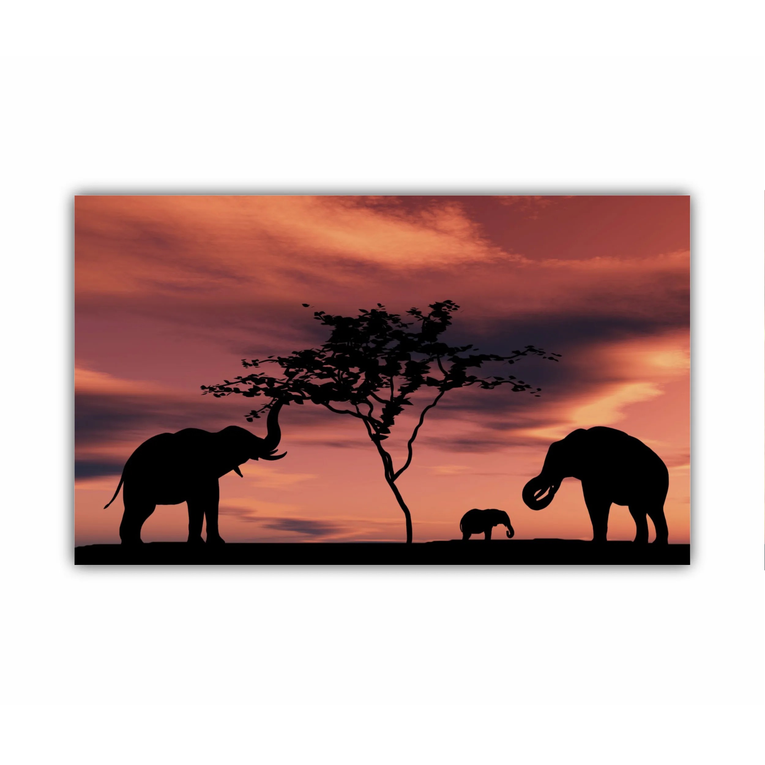 Siluete de elefant negru langa un rau