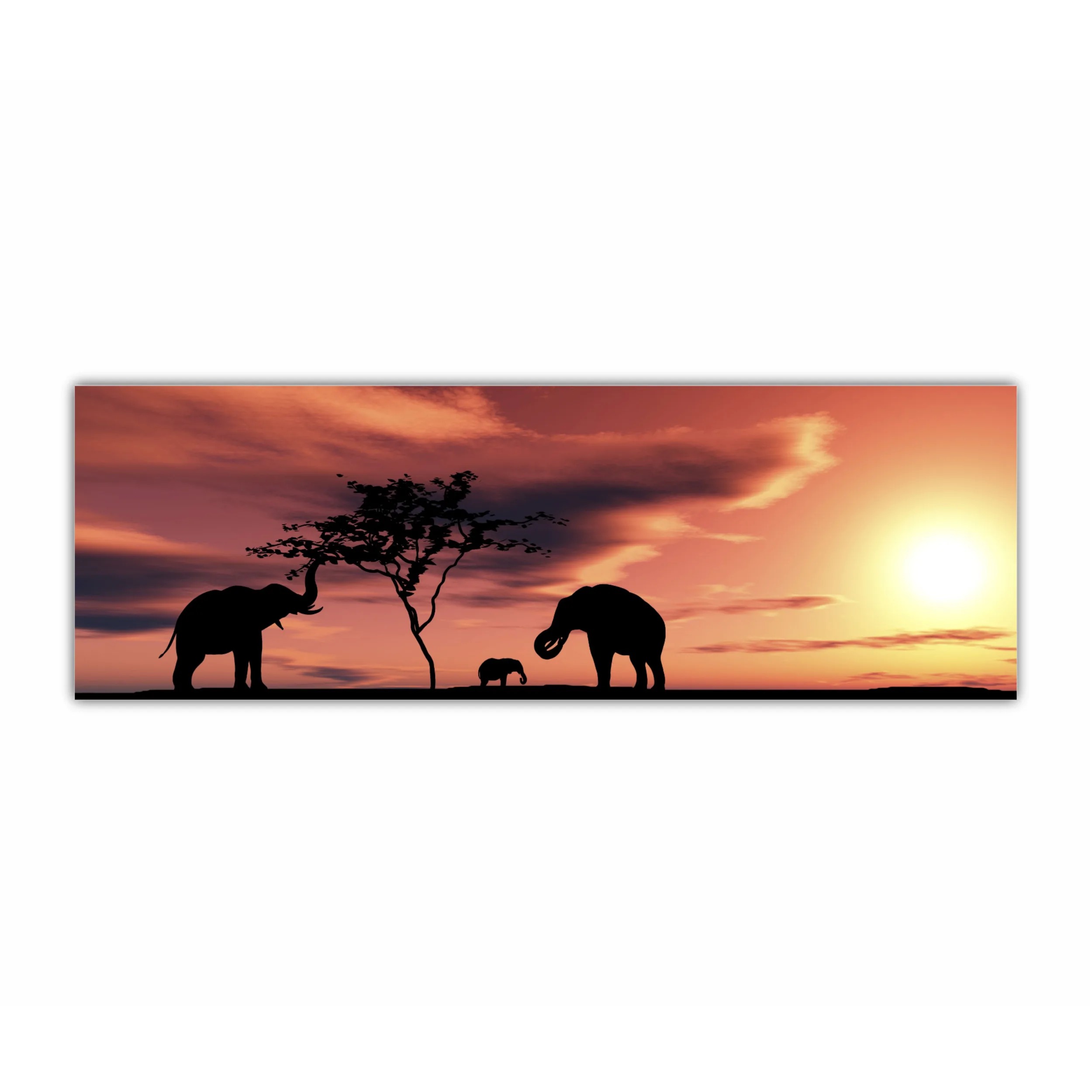 Siluete de elefant negru langa un rau