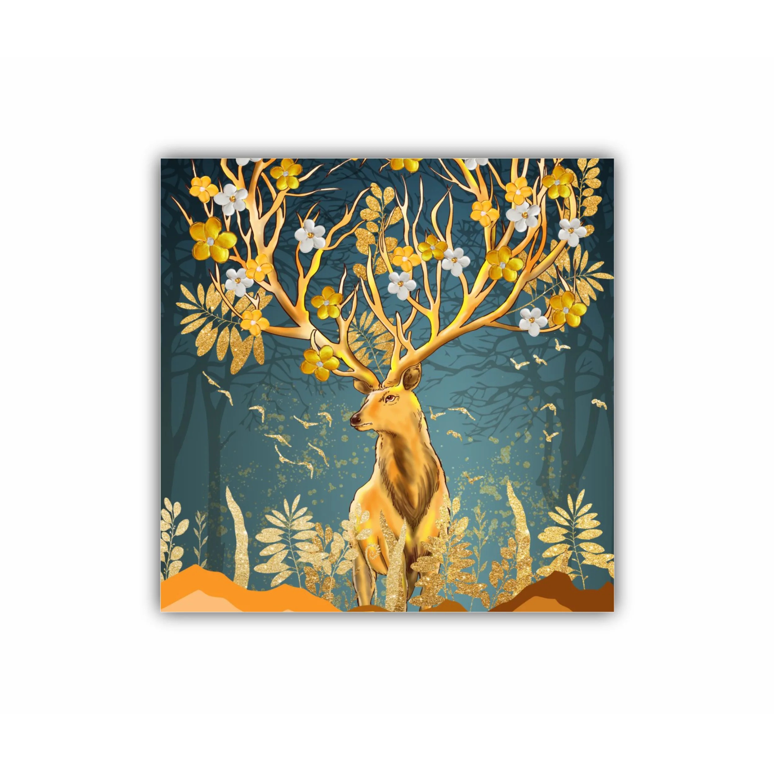 Ilustratie 3D a florilor inflorite pe coarne de cerb