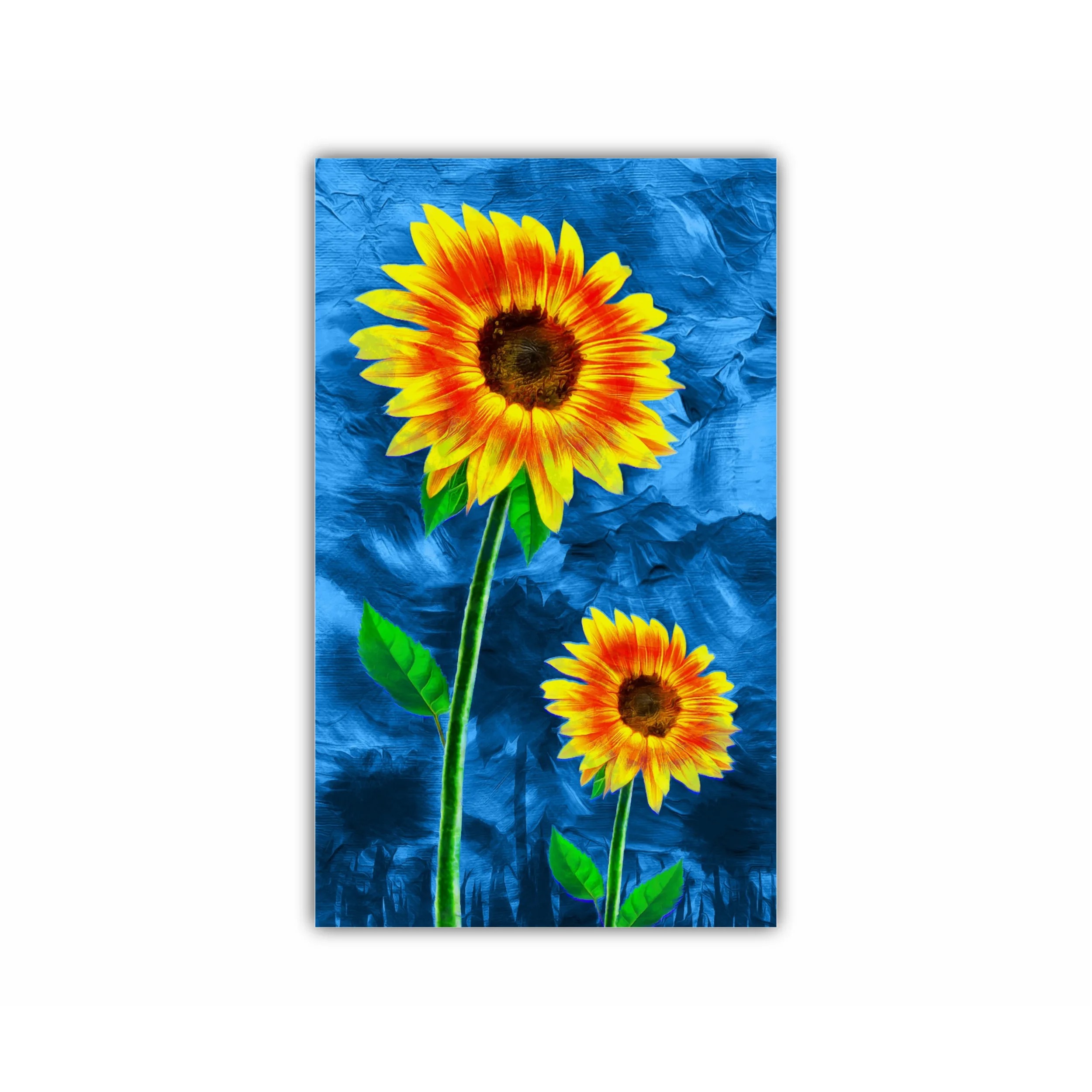 Floarea soarelui pe fundal abstract albastru N2