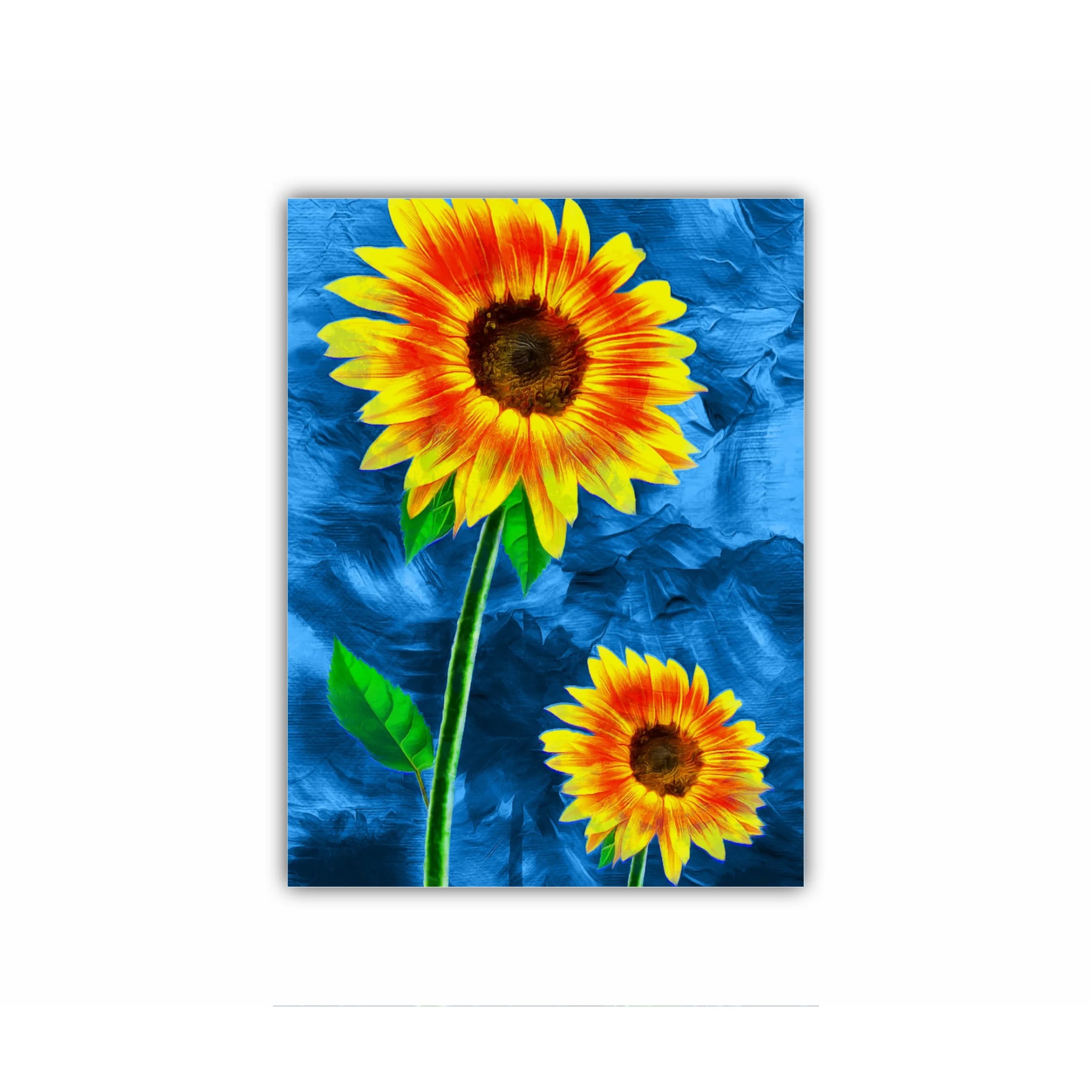 Yellow sunflowers on blue abstract background N3
