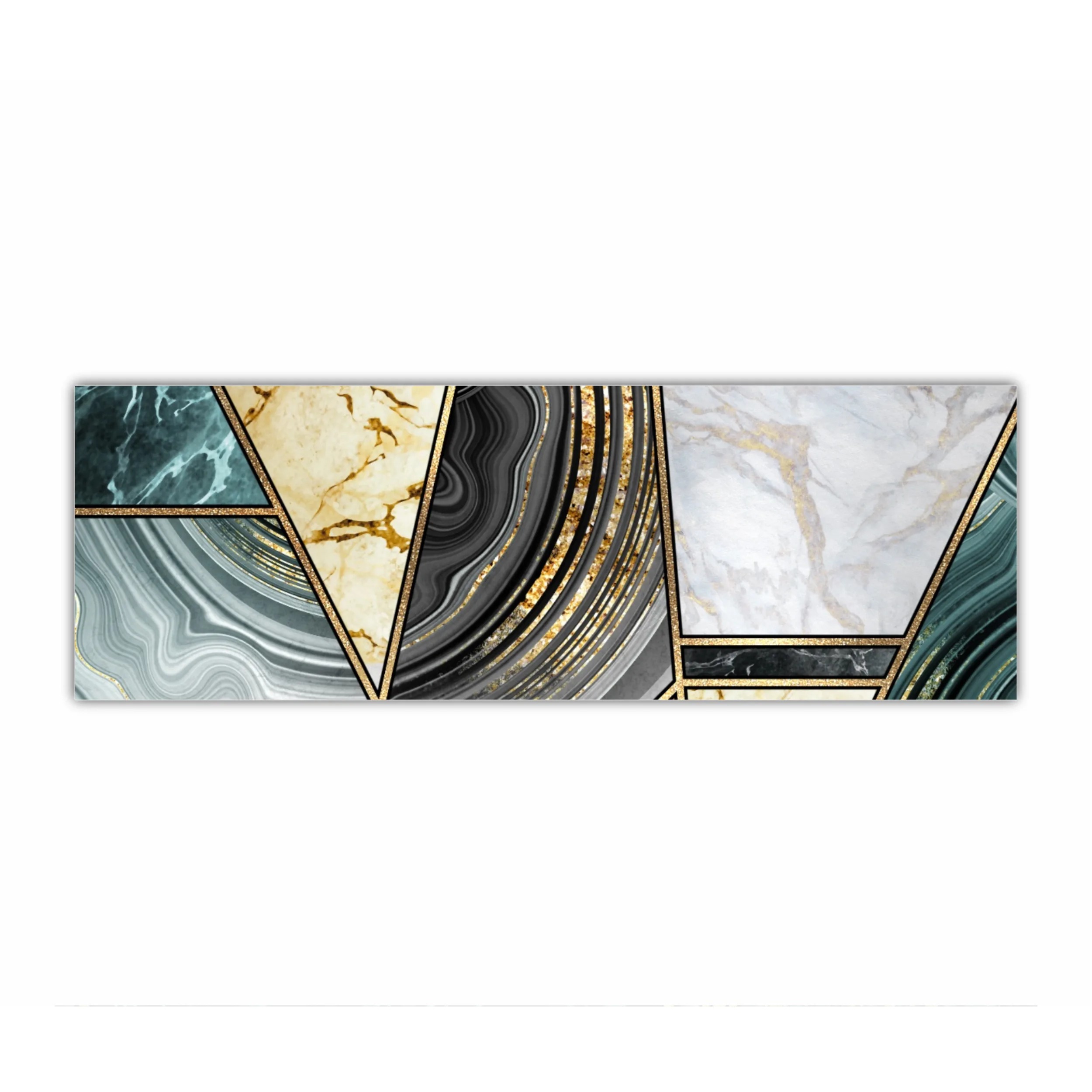 Textura creativă a marmurei, incrustatie de mozaic modern, verde si auriu N3