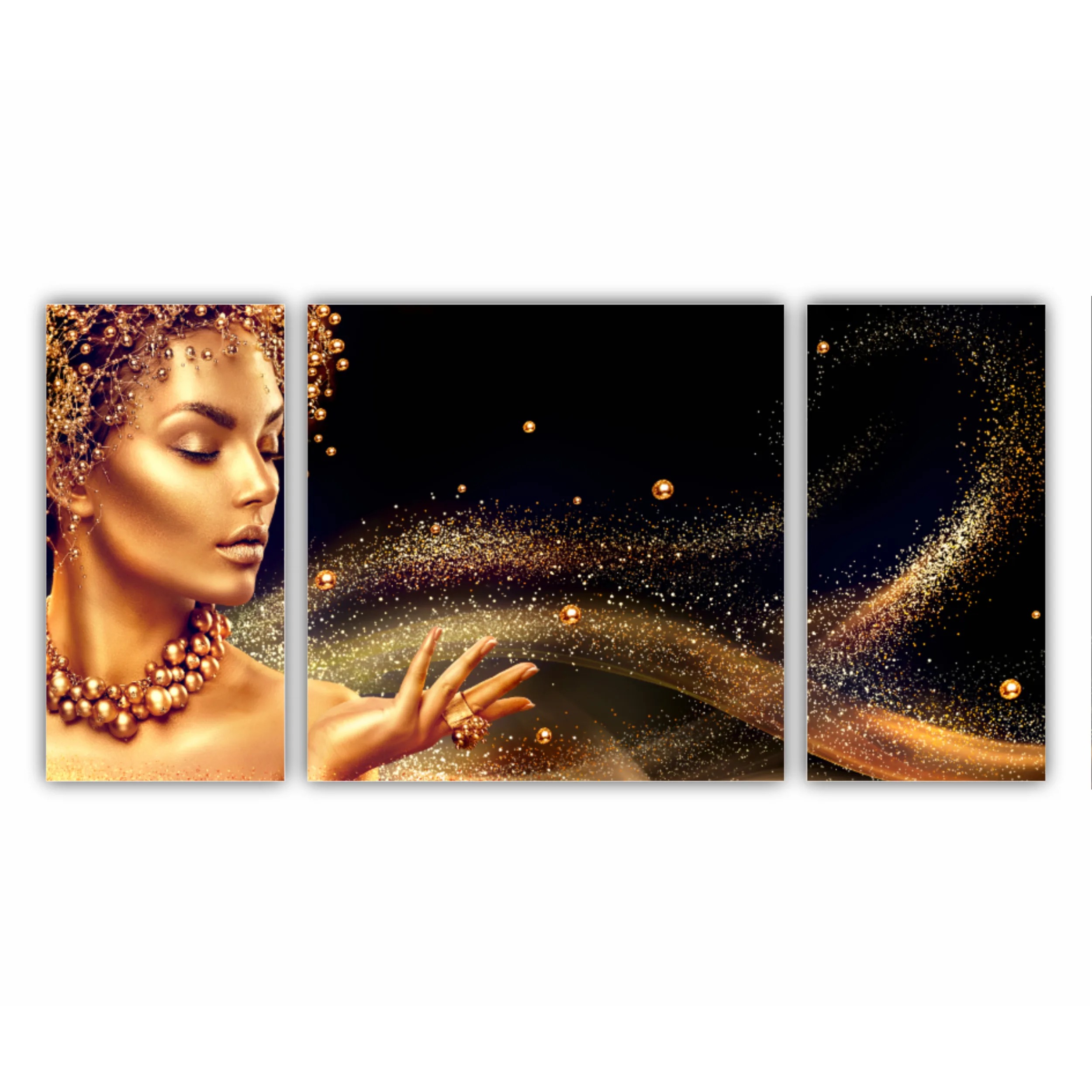 Women in golden makeup