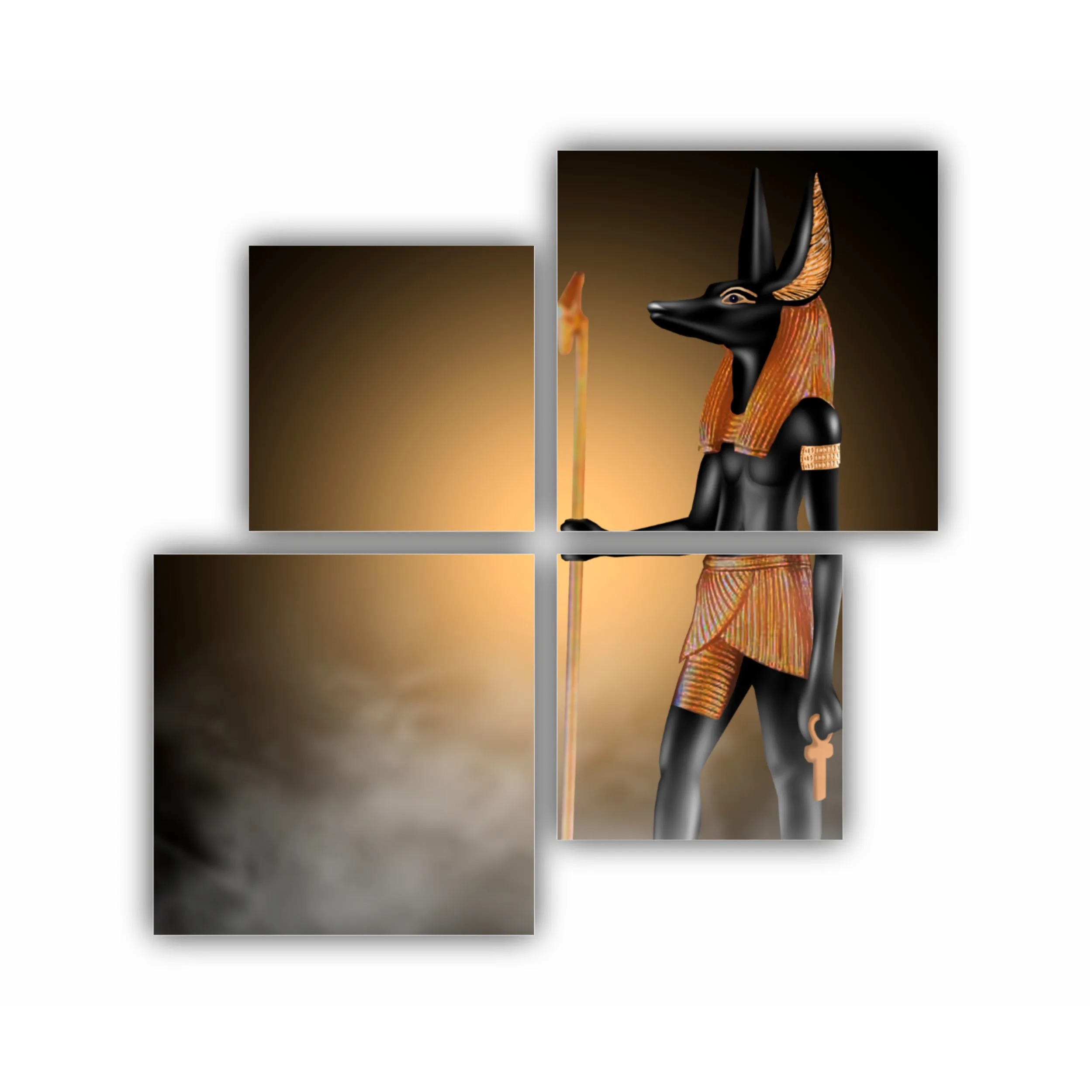 Anubis al Egiptului Antic (zeul mortii) - Fundal egiptean abstract intunecat