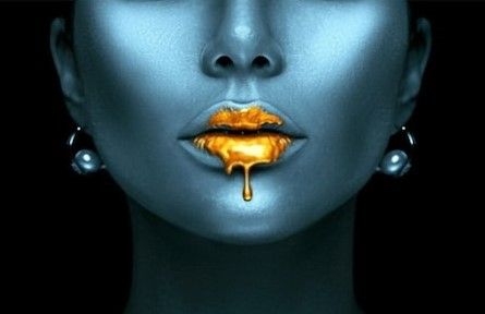 Blue beauty with golden details  Lips golden